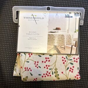 NWT round Christmas winter tablecloth